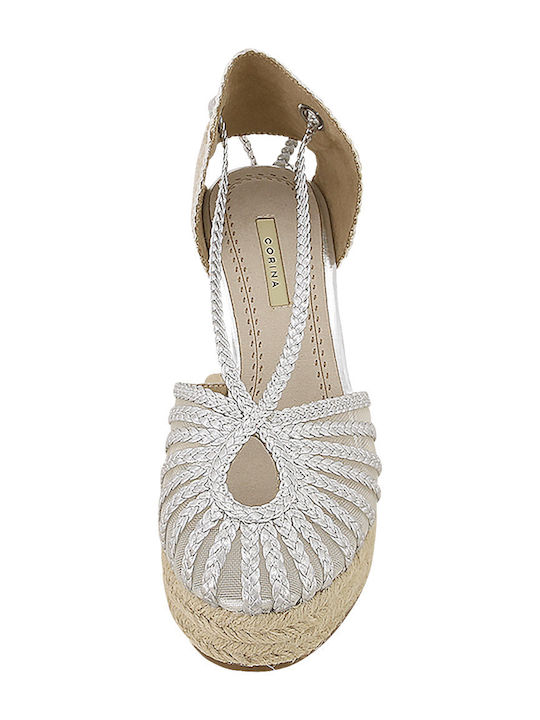 Platforme Dama În Stil Espadrile Argintii