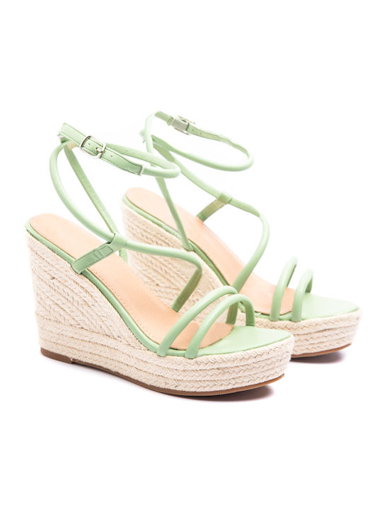 Malesa Women's Ankle Strap Platforms Green