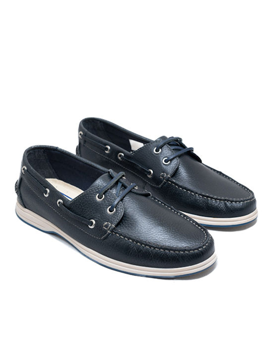 Freemood Men's Leather Boat Shoes Blue