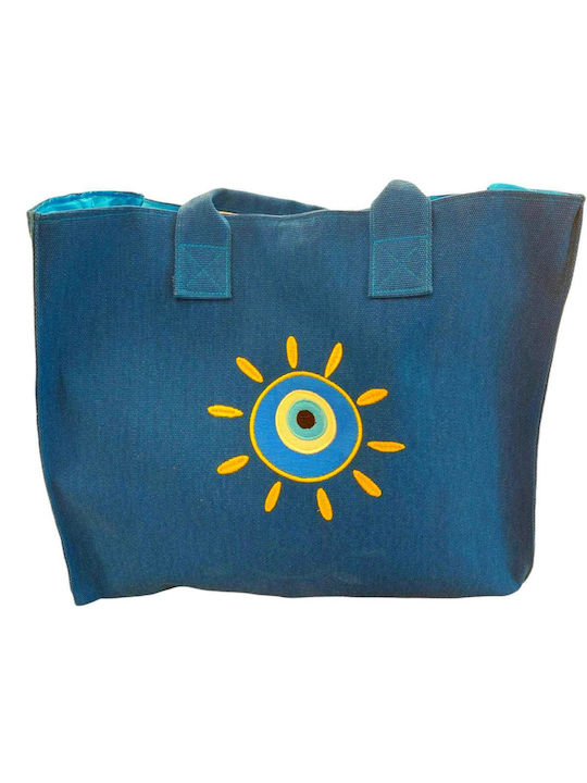 Stoff Strandtasche mit Muster Auge Blau