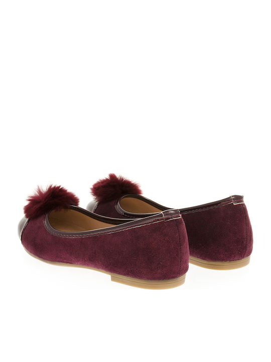 Kids Suede Ballerinas Burgundy