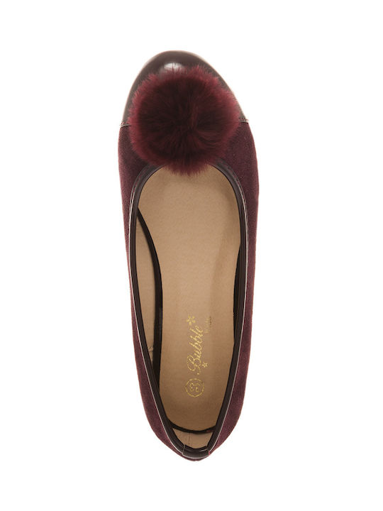 Kids Suede Ballerinas Burgundy