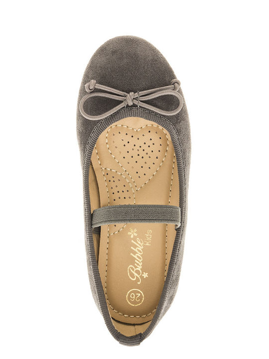 Kids Ballerinas with Elastic Strap Gray