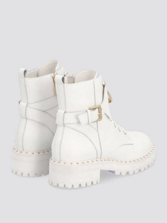 Leder Stiefeletten Damen Weiß