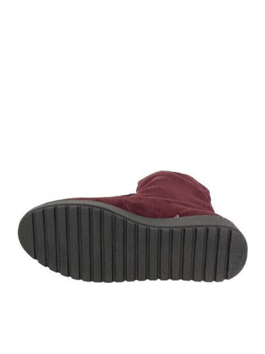 Ghete dama Chelsea de catifea Burgundy