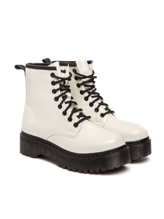 Malesa Women's Combat Boots White