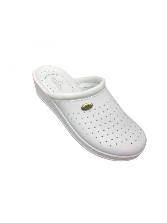 Leather Anatomic Clogs White