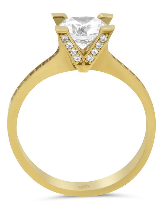 Goldjewels Single Stone Ring From 14K Gold