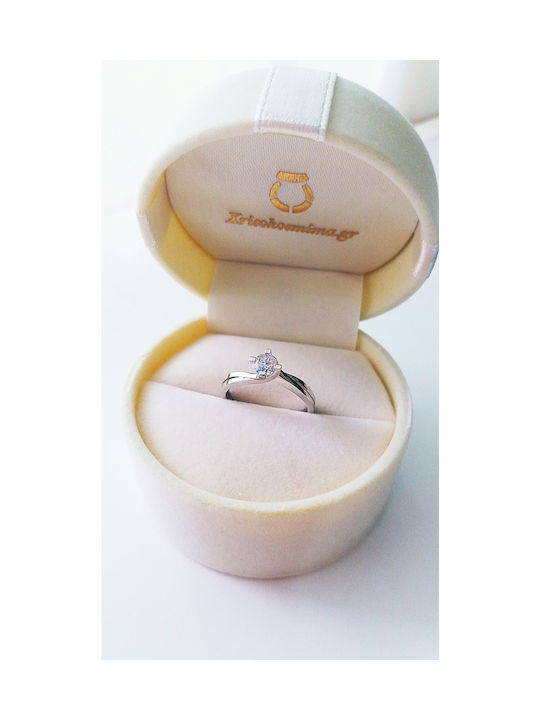 Single Stone Ring of White Gold 9K