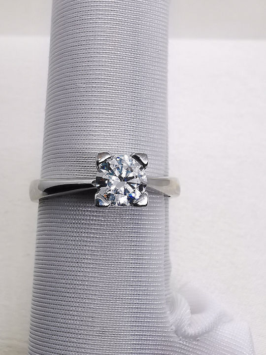 Kosmima1 Einzelner Steine Ring aus Weißgold 14K