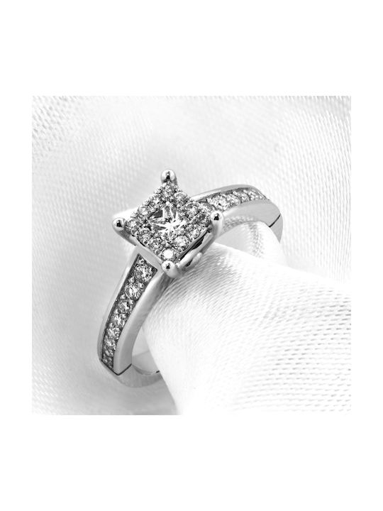 Single Stone from White Gold 18K with Diamond