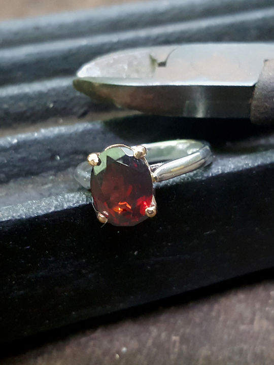 Einzelner Steine Ring Aus Weißgold 18K