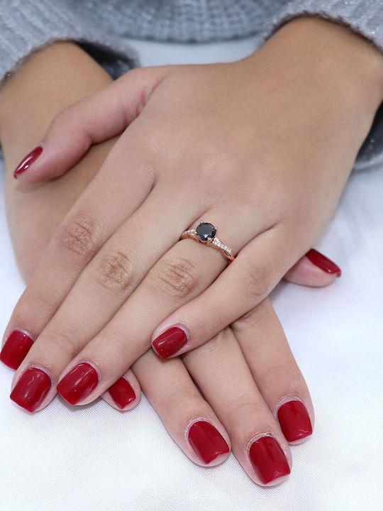 Inel Din Aur Roz 18K Cu Diamant