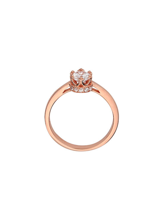 Single Stone Ring of Pink Silver Gold Plated
