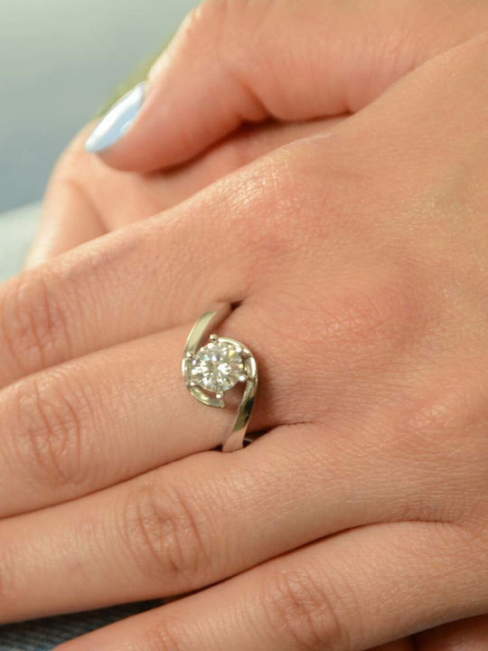 Goldjewels Single Stone Ring in 14K White Gold