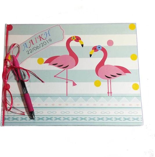 Day4you Flamingo Χειροποίητο Βιβλίο Ευχών με θέμα Φλαμίνγκο από Χαρτόνι