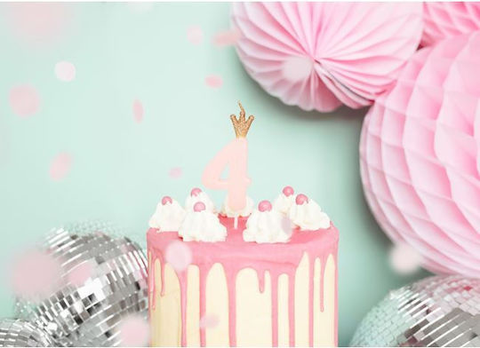 PartyDeco Birthday Candle Number "4" in Pink Color SCU6-4-081J