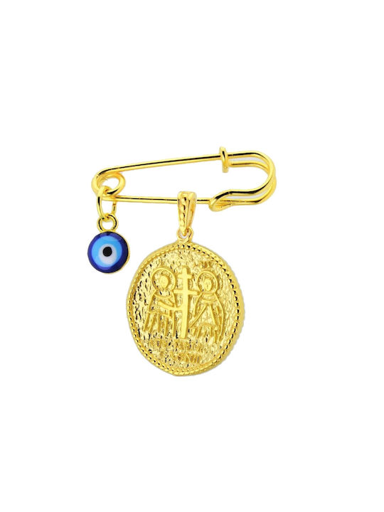 Child Safety Pin made of Gold 14K with Constantinato