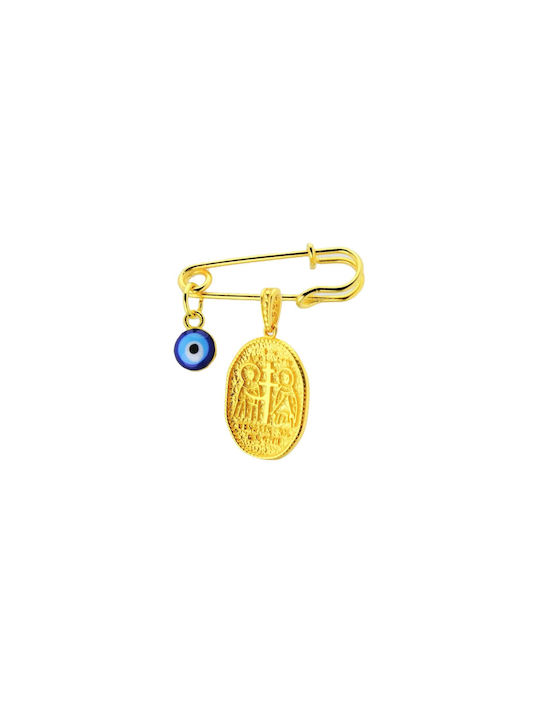 Child Safety Pin made of Gold 14K with Constantinato