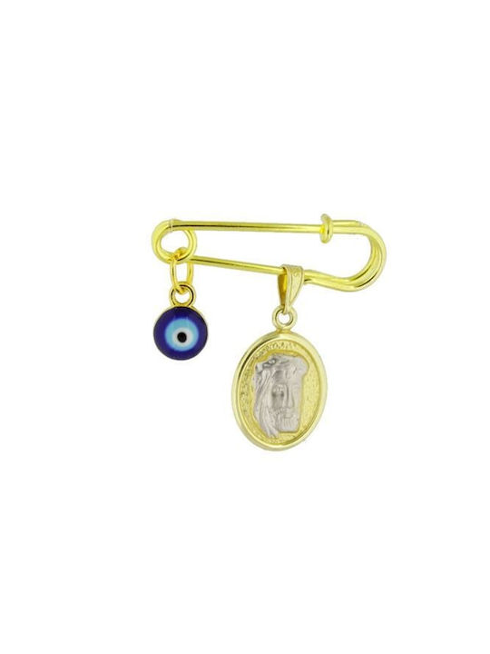 Child Safety Pin made of Gold and White Gold 14K