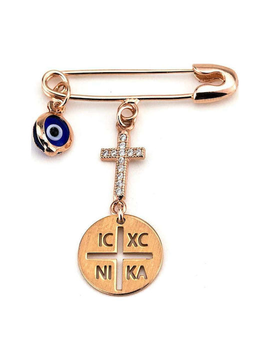 Goldsmith Παιδική Παραμάνα Σταυρουδάκι. από Επιχρυσωμένο Ασήμι με Σταυρό και Κωνσταντινάτο