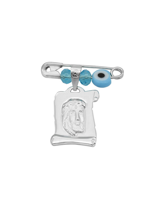 Pendant Kids Talisman with Jesus Christ from White Gold 9K ΦΥ240-0