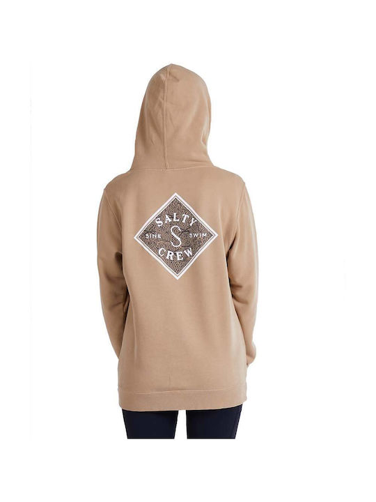 Salty Crew Retro Tippet Boyfriend W Women's Long Hooded Sweatshirt Beige