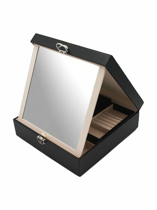 CX7191 Jewellery Box with Drawer and Mirror Red 25x25x8.5cm
