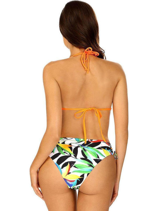 Set Bikini Τριγωνάκι Floral Πορτοκαλί