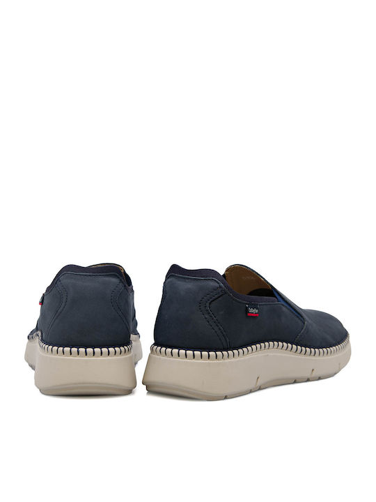 Leder Herren Slip-Ons Blau