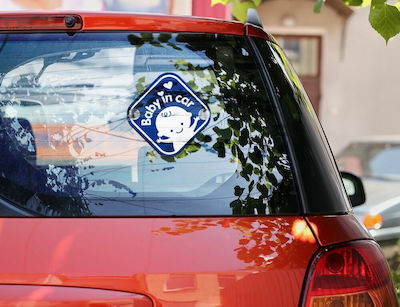 Boy Baby on Board Car Sign Blue with Suction Cup Car