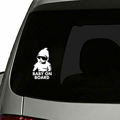 Boy Baby on Board Car Sign White Sticker