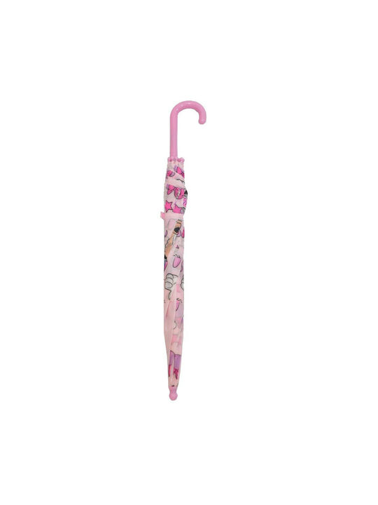 Kids Curved Handle Umbrella Pink