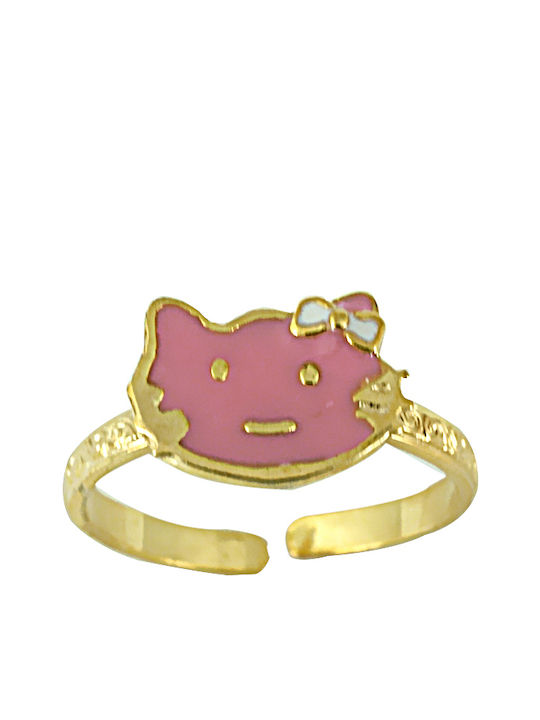 Gold Plated Silver Opening Kids Ring with Design Hello Kitty PDX129 Gold Plated Silver Opening Kids Ring with Design Hello Kitty PDX129