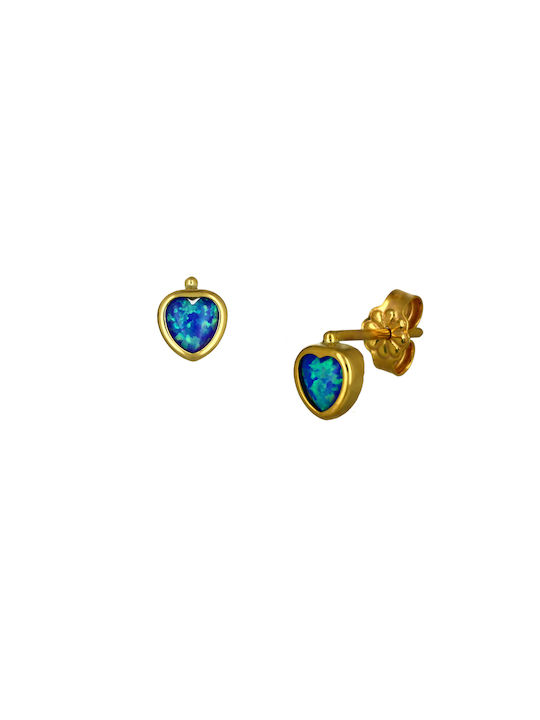 Gold Studs Kids Earrings Hearts 9K