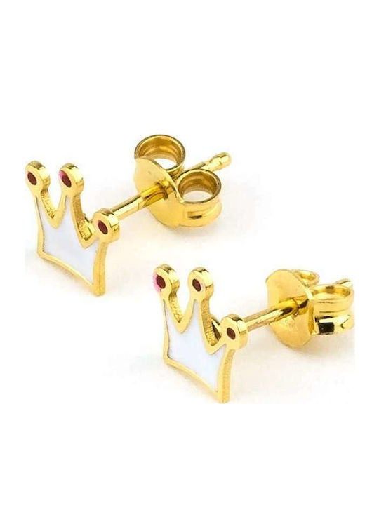 Goldsmith Goldsmith Gold Plated Kids Earrings Studs Crowns from Silver White