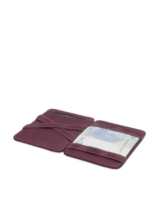 Δερμάτινο Ανδρικό Πορτοφόλι Καρτών με RFID Μωβ