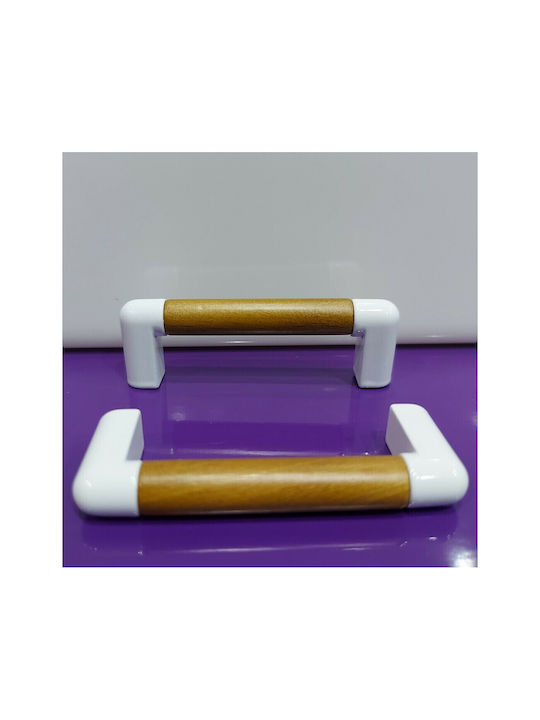 Handle Furniture made of Wooden & Metallic & Zamak in White Color 74mm (Center Distance 64mm) 0470-LEF1 1pcs