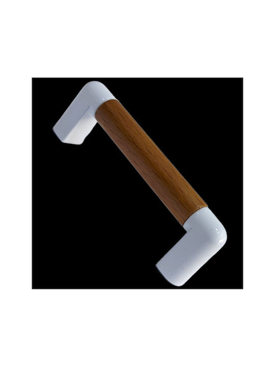 Handle Furniture made of Wooden & Metallic & Zamak in White Color 74mm (Center Distance 64mm) 0470-LEF1 1pcs