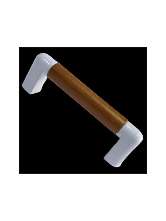 Handle Furniture made of Wooden & Metallic & Zamak in White Color 74mm (Center Distance 64mm) 0470-LEF1 1pcs
