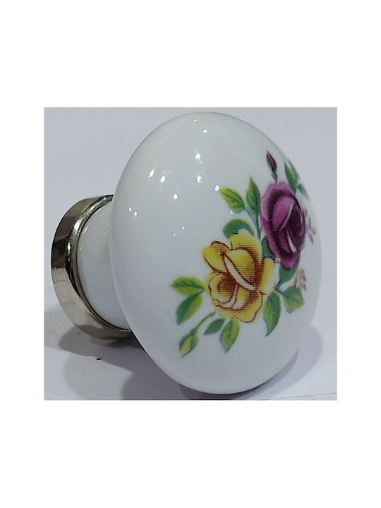 Premier Buton Mobilier din Zamak & Metal & Porțelan în Culoare Multicolor 10934-ARG1 1buc