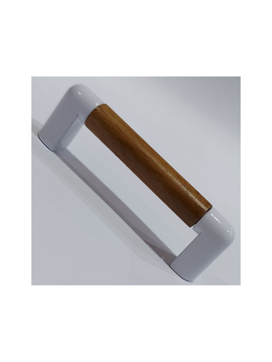 Handle Furniture made of Wooden & Metallic & Zamak in White Color 74mm (Center Distance 64mm) 0470-LEF1 1pcs
