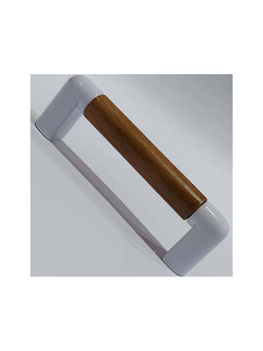 Handle Furniture made of Wooden & Metallic & Zamak in White Color 74mm (Center Distance 64mm) 0470-LEF1 1pcs