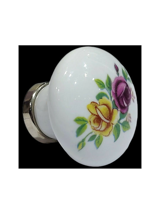 Premier Buton Mobilier din Zamak & Metal & Porțelan în Culoare Multicolor 10934-ARG1 1buc