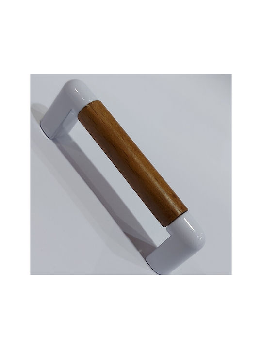 Handle Furniture made of Wooden & Metallic & Zamak in White Color 74mm (Center Distance 64mm) 0470-LEF1 1pcs