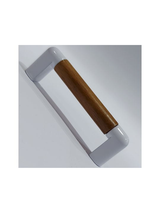 Handle Furniture made of Wooden & Metallic & Zamak in White Color 74mm (Center Distance 64mm) 0470-LEF1 1pcs
