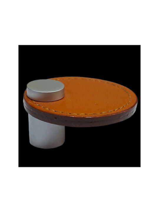 Furnipart Buton Mobilier Mânere de mobilier din Piele & Metal & Zamak în Culoare Maro 7103-KAF1 1buc