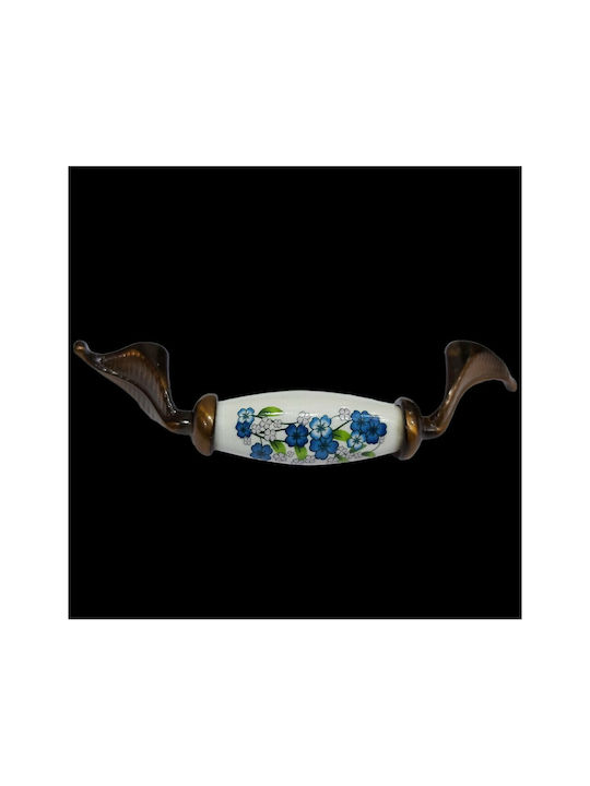 Antique Handle Furniture made of Porcelain & Metallic & Zamak in Copper Color 113mm (Center Distance 96mm) 7800-AS-017 1pcs