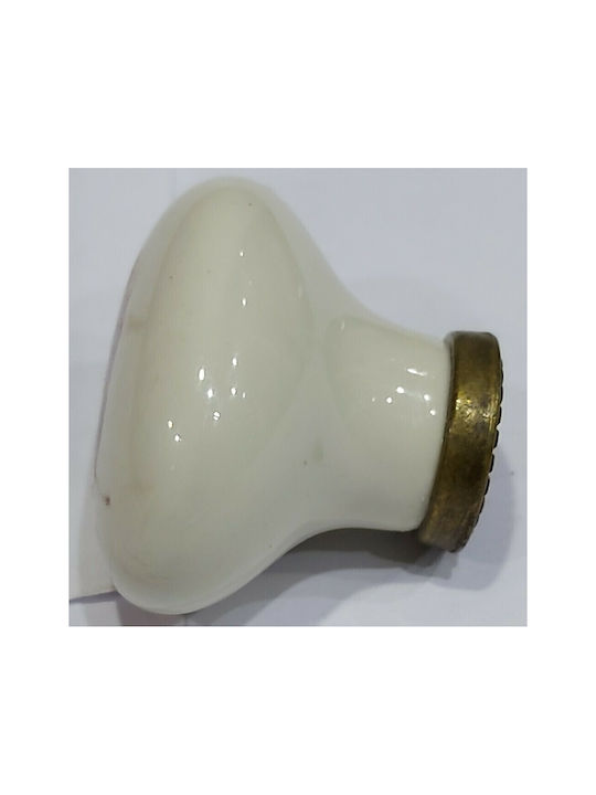 Premier Antik Knopf Möbelgriff aus Zamak & Metallisch & Porzellan in Beige Farbe 10939-000-ARG1 1Stück