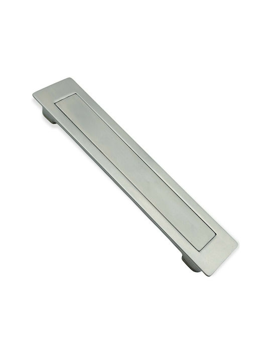 Obispa Handle Furniture Flush Handle made of Metallic & Zamak in Silver Color 147mm (Center Distance 128mm) 0460-10C1 1pcs
